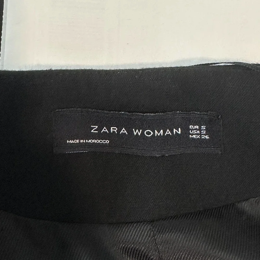 ZARA Bell Sleeve Collarless Coat Long Black Jacket - Picture 10 of 12